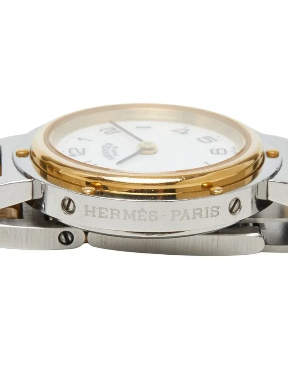 Hermes Clipper Watch White Gold Silver Stainless Steel